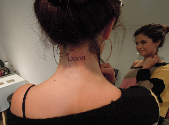 Selena Gomez, Neck Tattoo Selena Gomez, Neck Tattoo